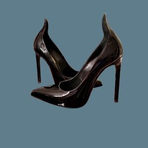EUC Saint Laurent Paris Black Patent Stiletto Heel Pumps Shoes Size 37.5 Fits 7